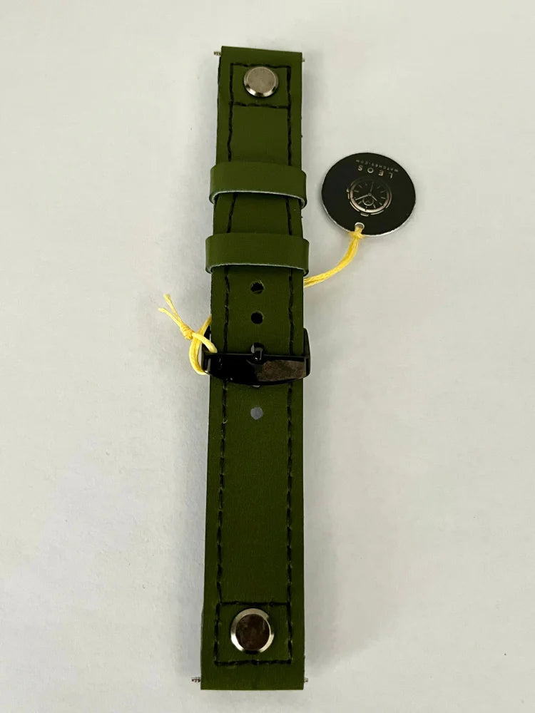 vista da steso Cinturino AVIATOR in pelle verde da 22mm