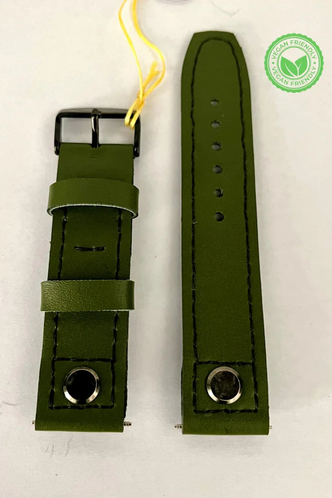 vista frontale Cinturino AVIATOR in pelle verde da 22mm