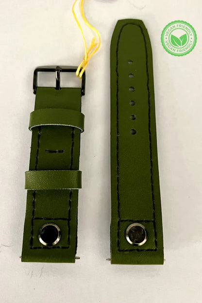 vista frontale Cinturino AVIATOR in pelle verde da 22mm