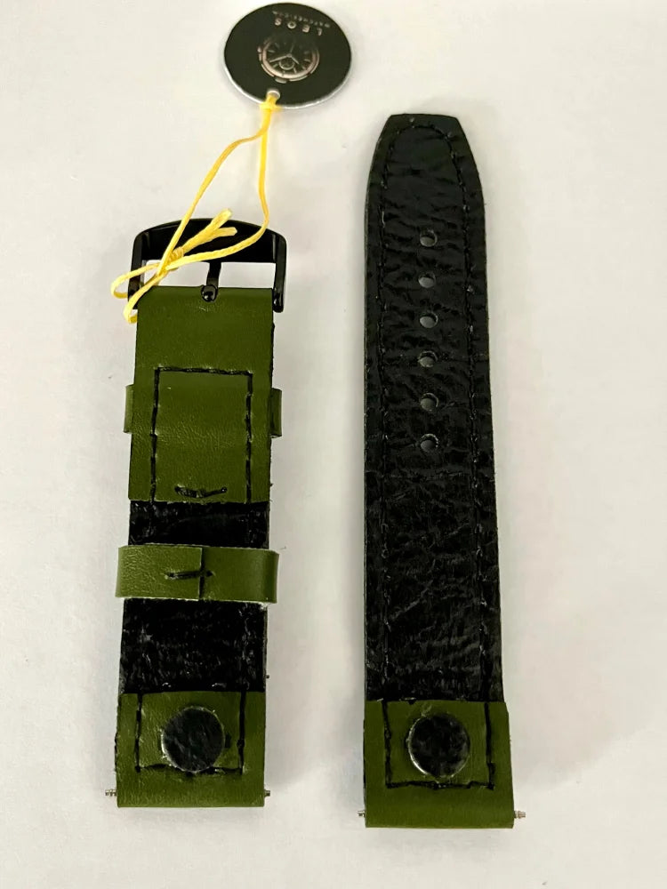 vista posteriore Cinturino AVIATOR in pelle verde da 22mm