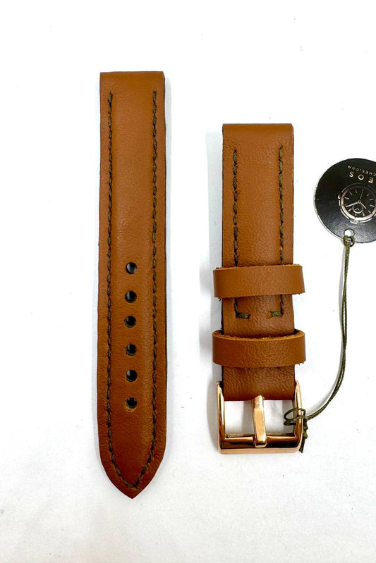 Vista frontale cinturino Classic cognac verde oliva