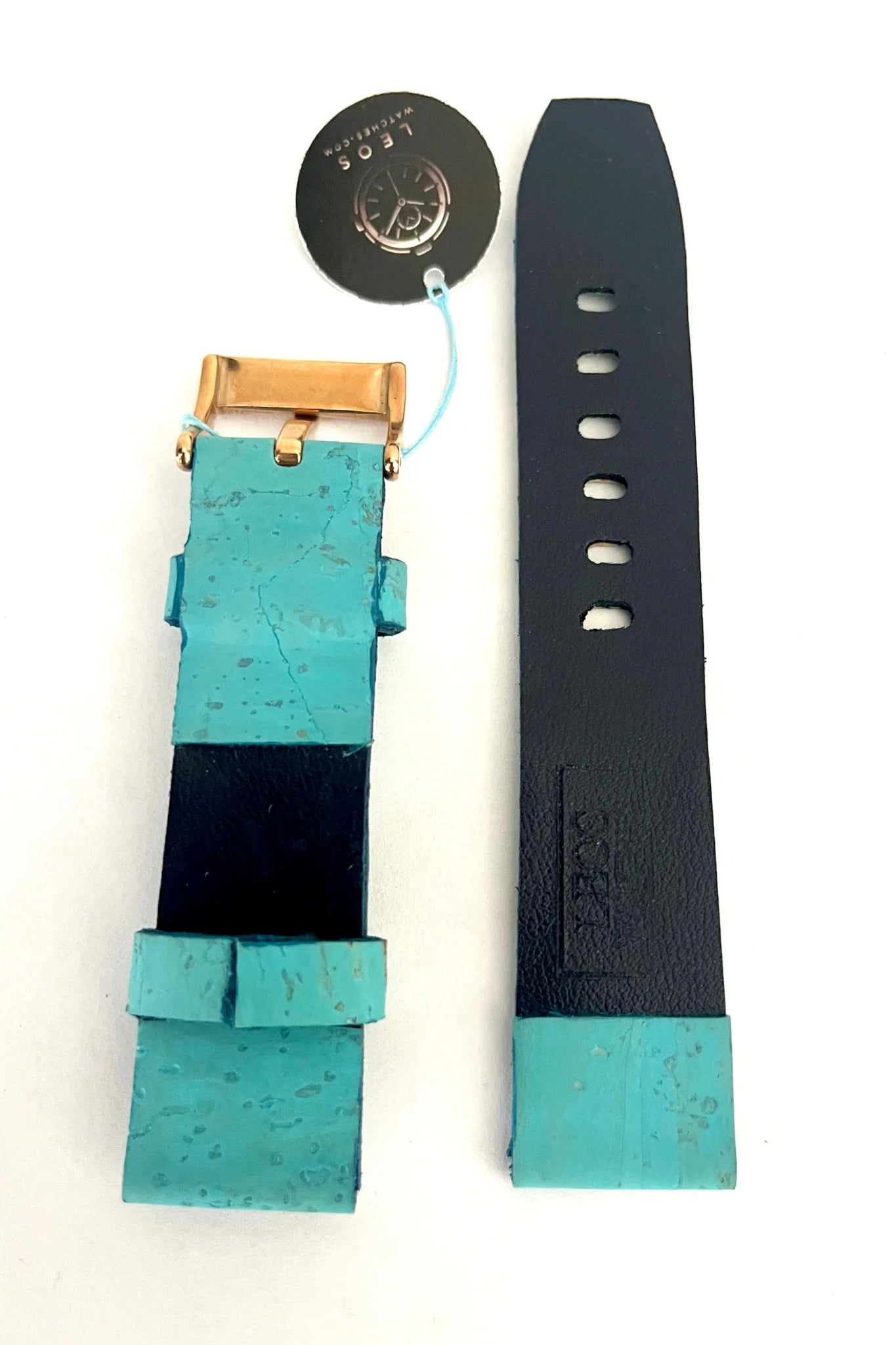 vista parte interna Cinturino ESSENTIAL in Sughero Turchese con Interno in Cactus – 22mm