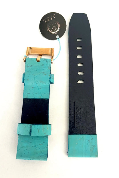 vista parte interna Cinturino ESSENTIAL in Sughero Turchese con Interno in Cactus – 22mm