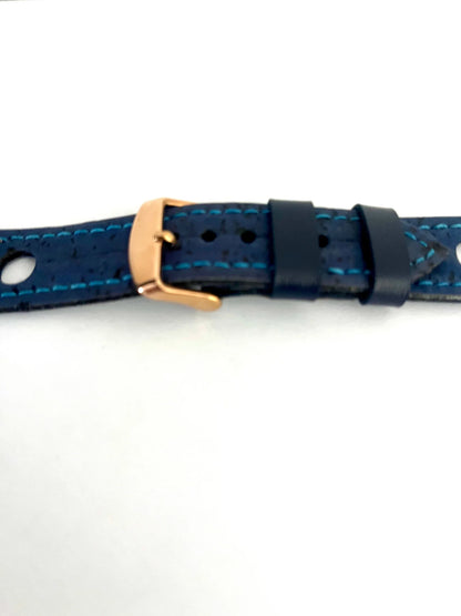 dettaglio chiusura fibbia Cinturino RACING in Sughero Blu da 20mm