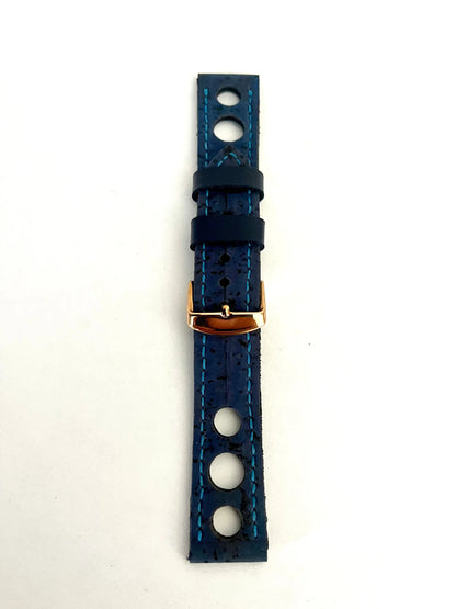 vista cinturino per lungo Cinturino RACING in Sughero Blu da 20mm