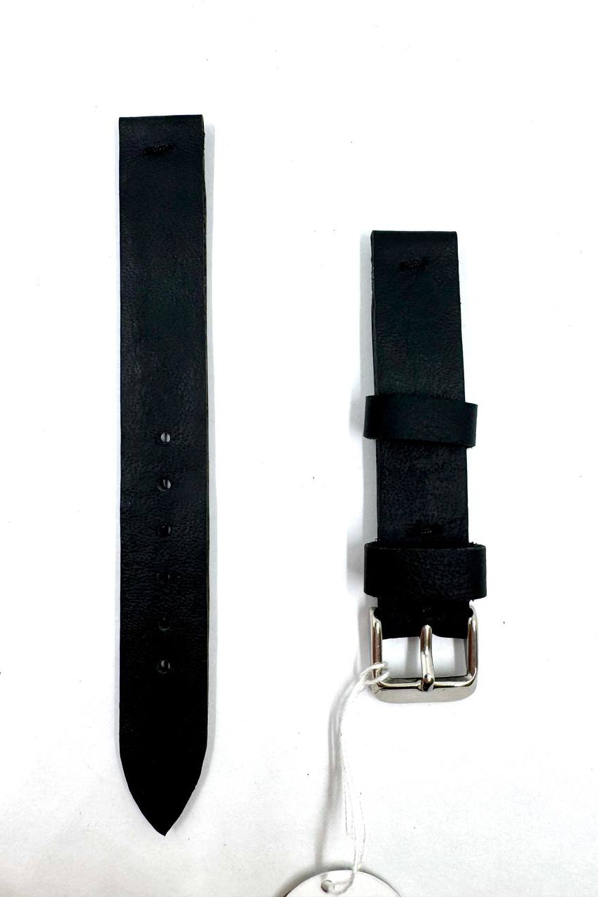 Cinturino Essential 14mm Vera Pelle Nera — Vista frontale entrambe le parti