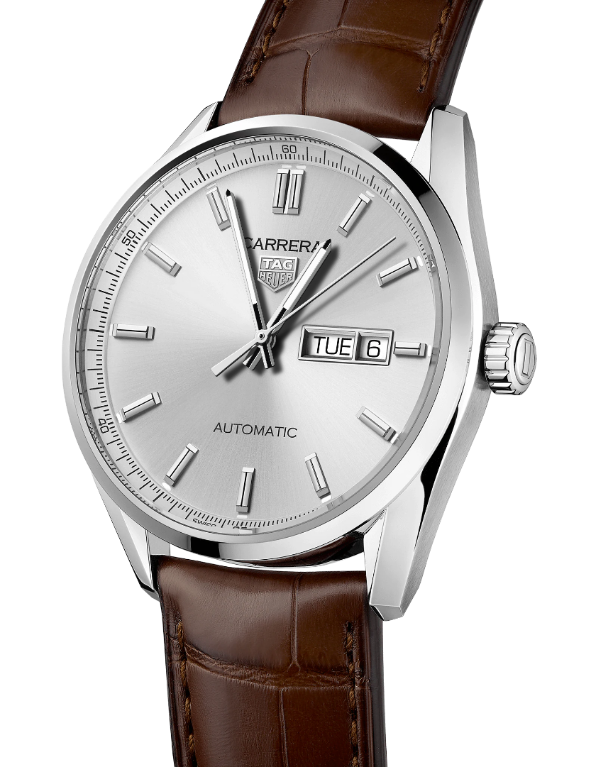 TAG Heuer Carrera Calibre 5 Day-Date grigio e pelle