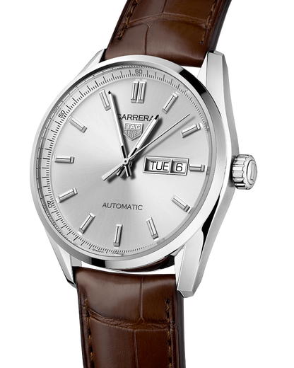 TAG Heuer Carrera Calibre 5 Day-Date grigio e pelle