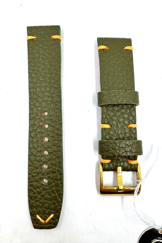 Cinturino Minimal 22mm Verde Militare Interno Arancione — Vista frontale entrambe le parti