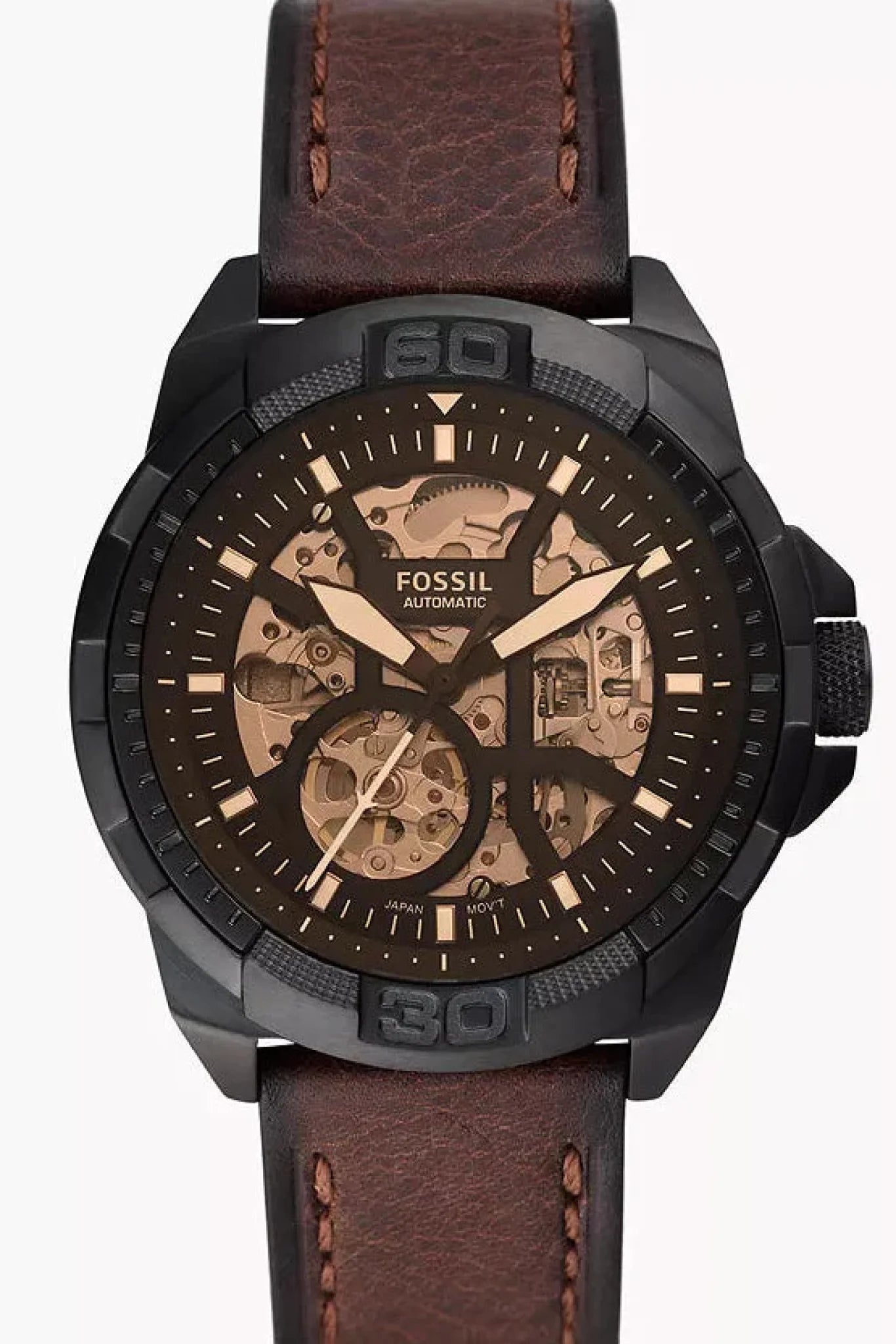vista frontale orologio Fossil Bronson Automatic ME3219