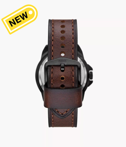 dettaglio fibbia cinturino orologio Fossil Bronson Automatic ME3219