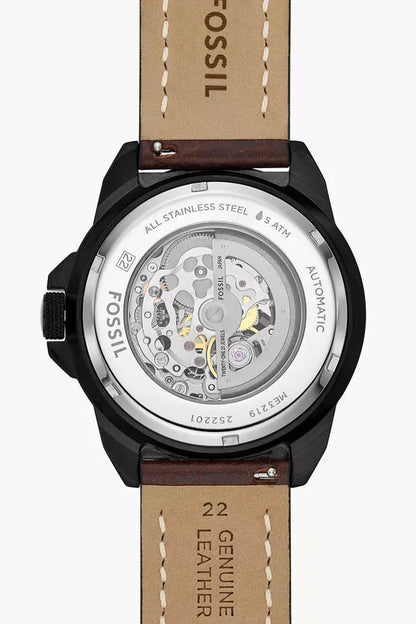 vista posteriore orologio Fossil Bronson Automatic ME3219