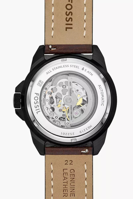 vista posteriore orologio Fossil Bronson Automatic ME3219