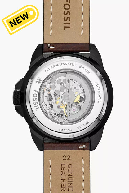 vista posteriore orologio Fossil Bronson Automatic ME3219