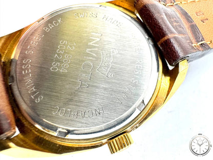 Invicta Swiss Made Carica Manuale 17 Jewels Incabloc — Cassa Bronzo 34mm — Fondello acciaio incisioni Swiss Made Incabloc