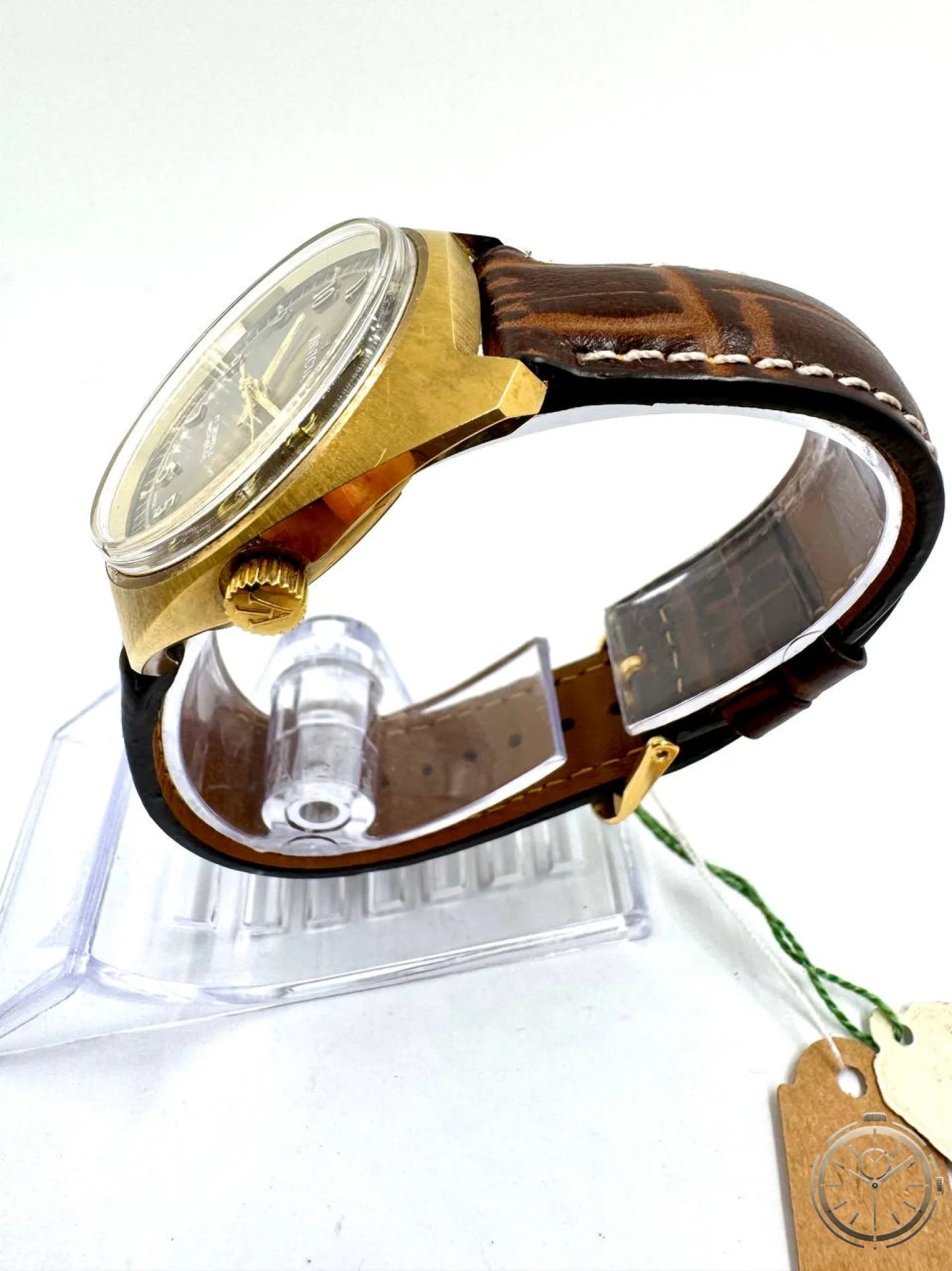 Invicta Swiss Made Carica Manuale 17 Jewels Incabloc — Cassa Bronzo 34mm — Vista laterale sinistra cassa bronzo