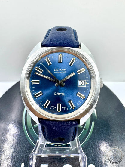 vista frontale su base LeosWatches orologio Lanco Ref. 14724 – Vintage a Carica Manuale