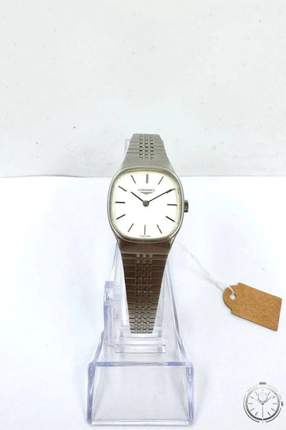 Longines Vintage '70 Donna — Vista frontale angolata con bracciale brick-link