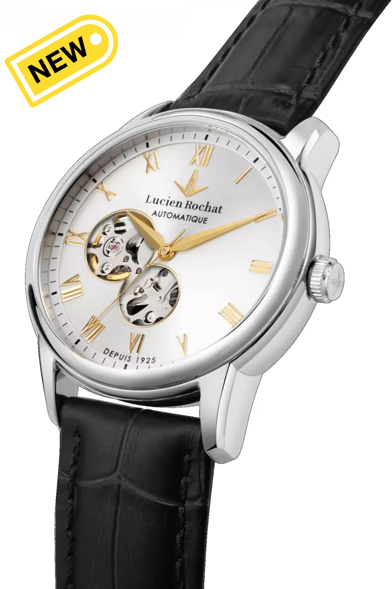 dettaglio vista lato corona orologio Lucien Rochat Iconic R0421116003