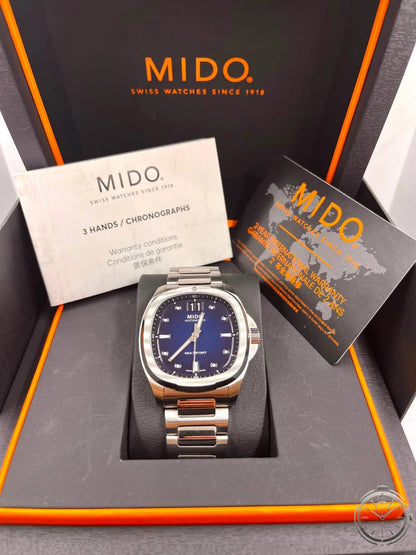 Mido Multifort TV Big Date — Full set scatola originale nera arancio con orologio libretto garanzia e carta garanzia internazionale 2 anni