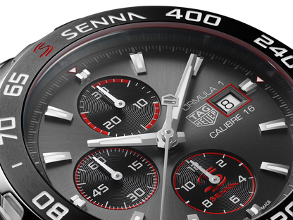 dettaglio dial del TAG Heuer Formula 1 Calibre 16 Chronograph x Senna