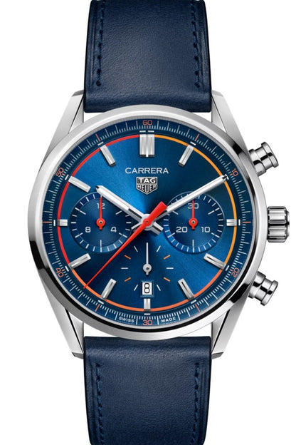 vista frontale TAG HEUER Mod. CARRERA CAL. Heuer 02 CBN201D.FC6543 version blu