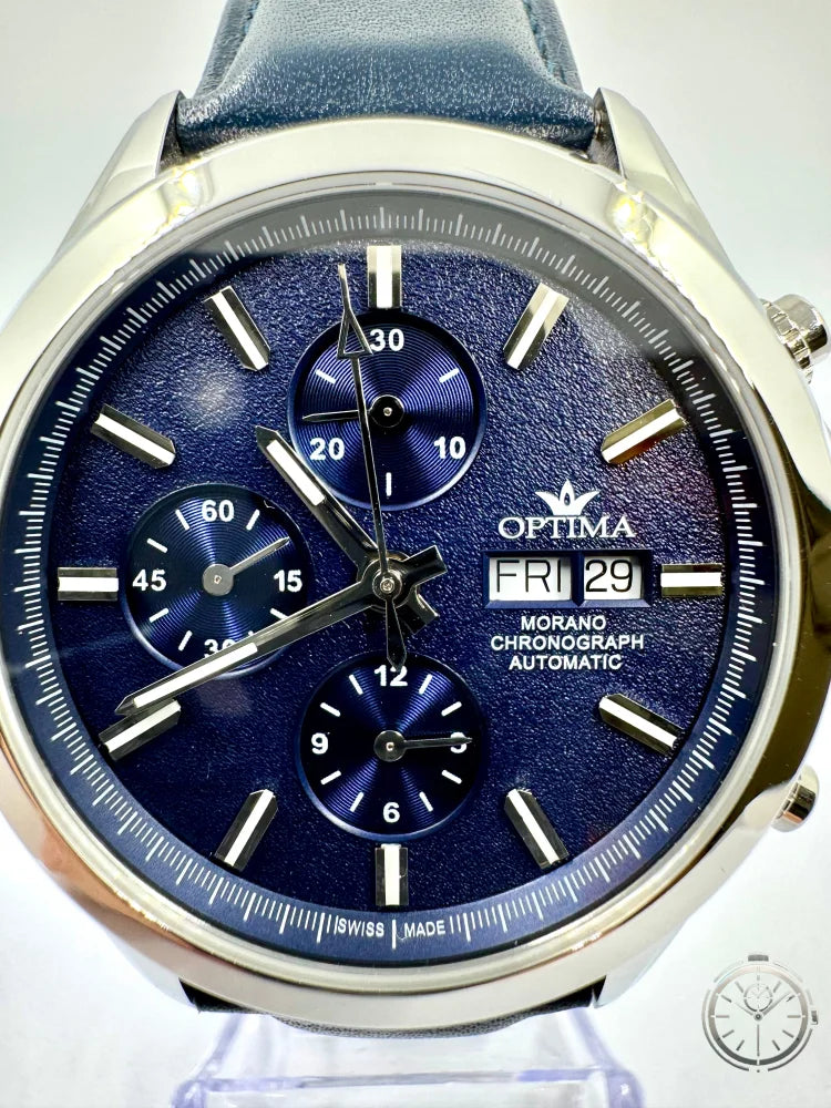 zoom sul dial del Orologio Optima Morano Chronograph Automatic