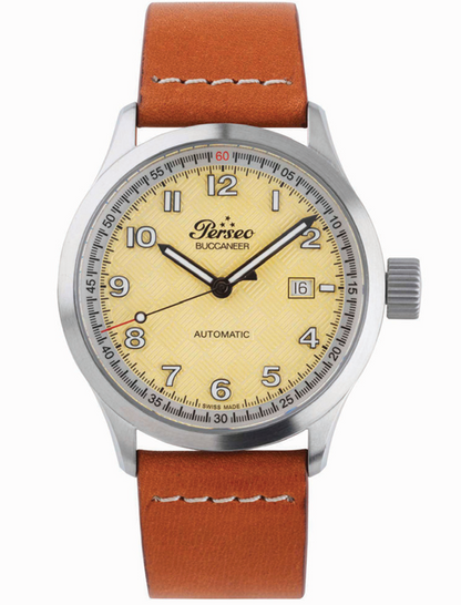 Perseo Buccaneer Automatic quadrante oro con cinturino in pelle