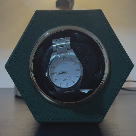 video del rotore che gira Watch Winder Mini Esagonale verde