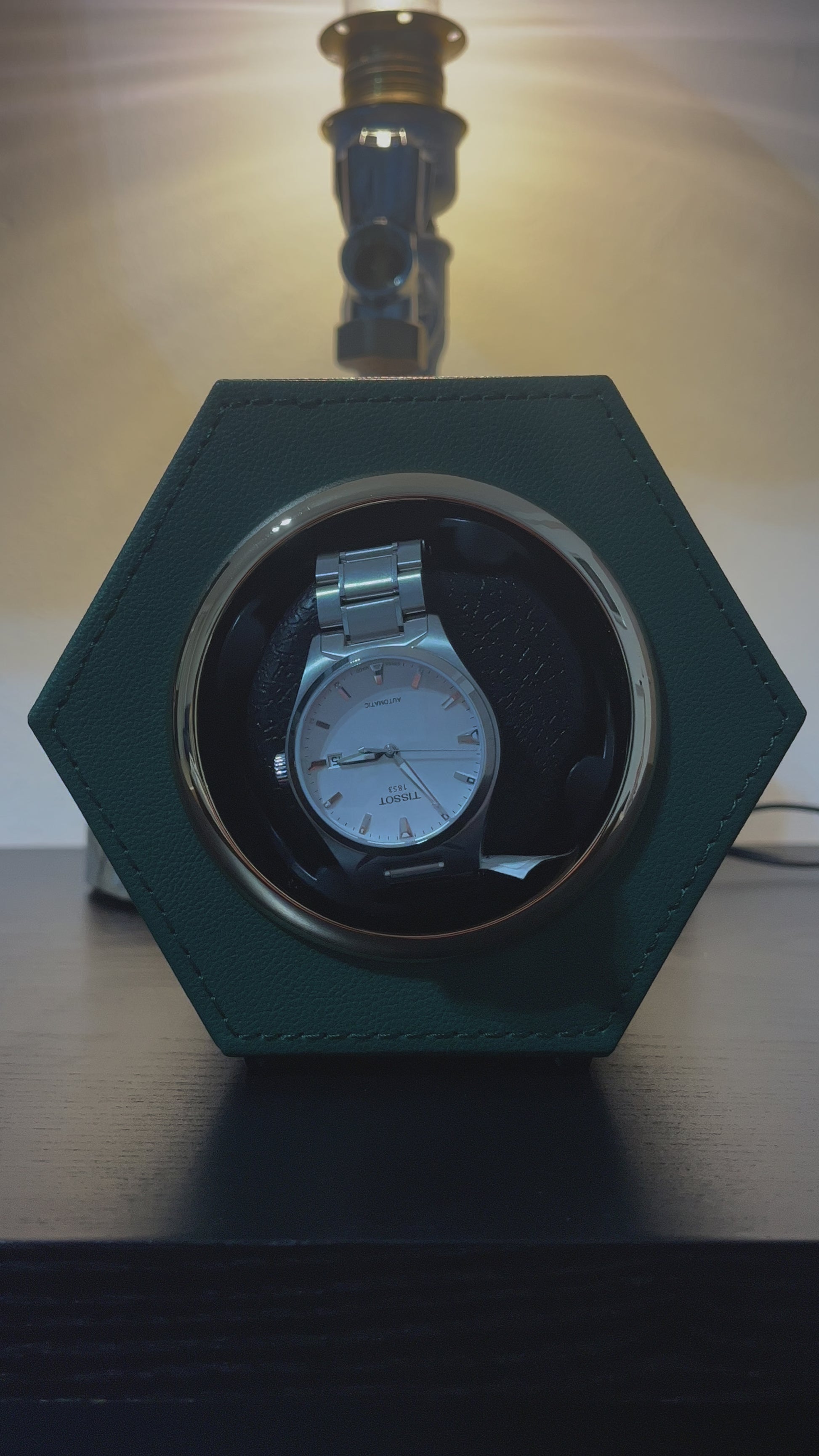 video del rotore che gira Watch Winder Mini Esagonale verde