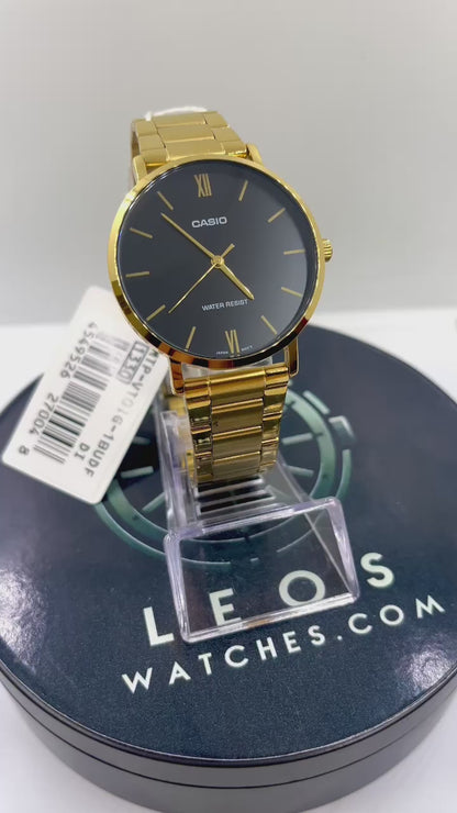 Casio MTP-VT01G-1B — Orologio da Polso Gold, Quadrante Nero