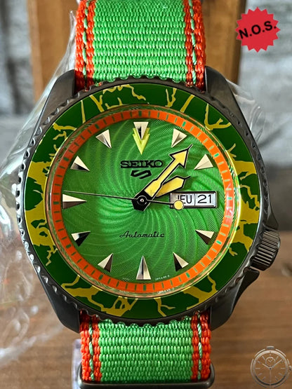 dettaglio quadrante Seiko 5 Sports Street Fighter V Limited Edition – Blanka SRPF23