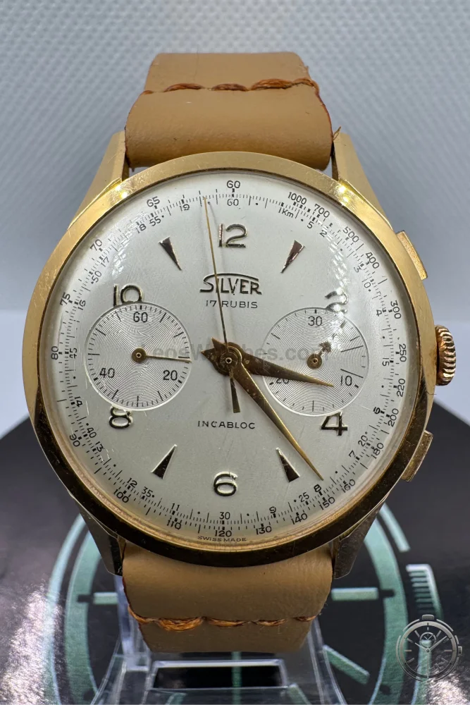 dettaglio quadrante Orologio Silver Extra Cronografo Vintage in Oro Massiccio
