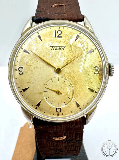Tissot Ref. 254.855 — Dettaglio quadrante patina tropicale e lancette dorate