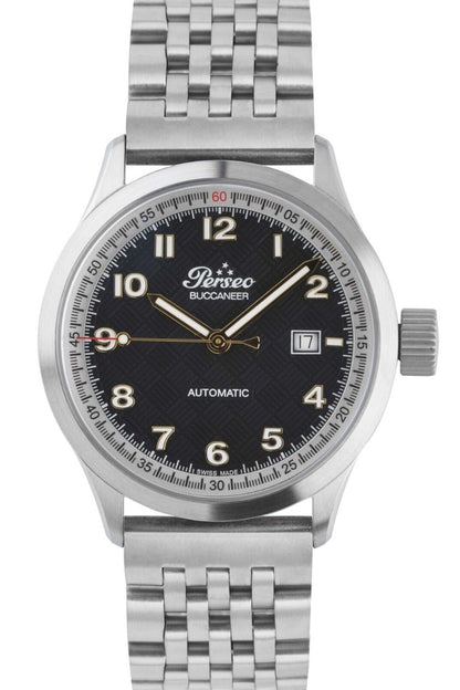 Perseo Buccaneer Automatic quadrante nero con bracciale in acciaio