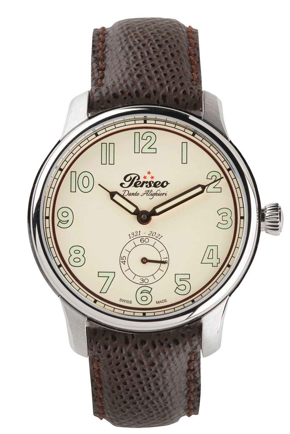 vista frontale Orologio Perseo Dante Alighieri carica manuale