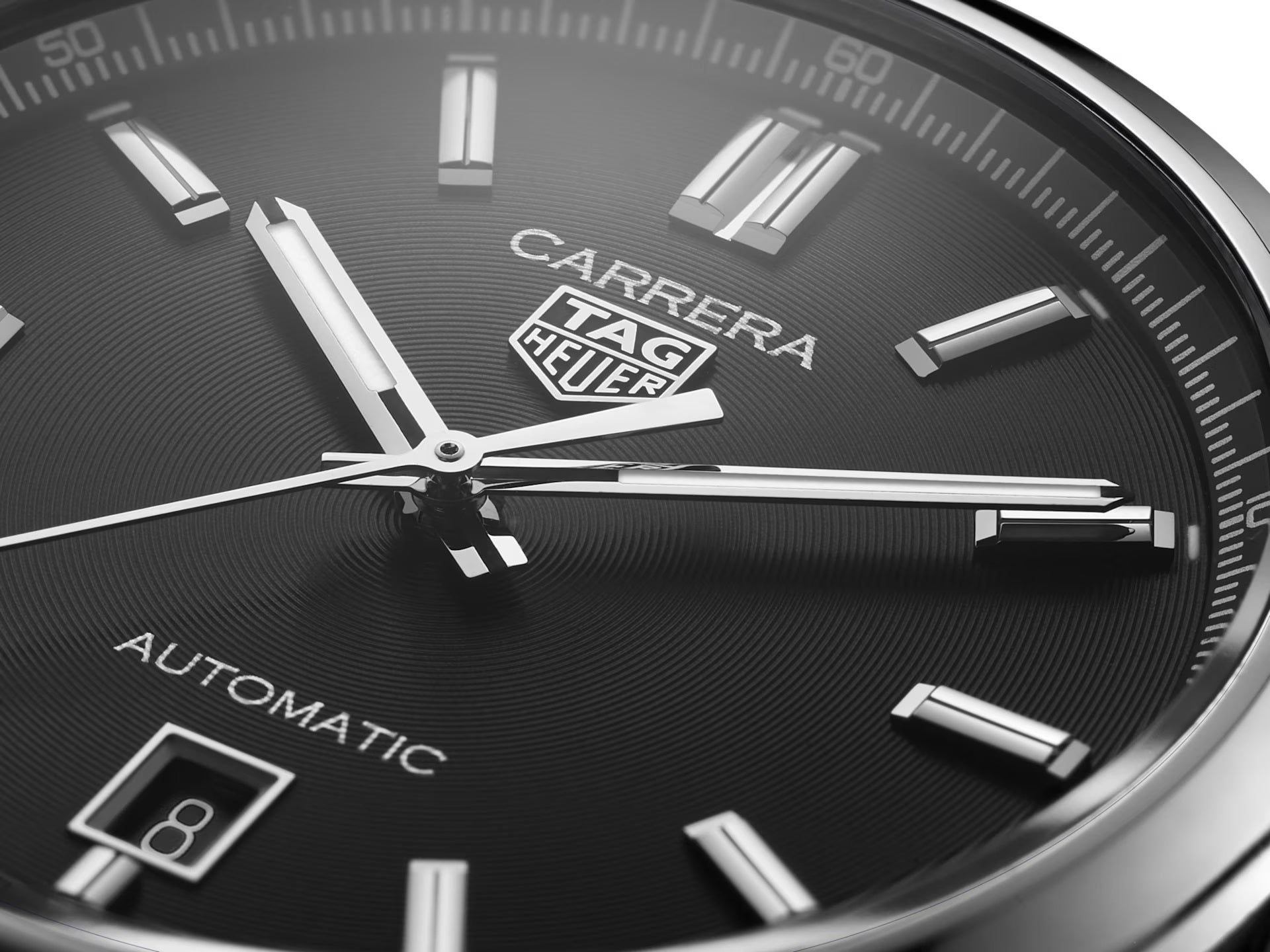 TAG Heuer Carrera Date Calibre 5 dettaglio quadrante nero