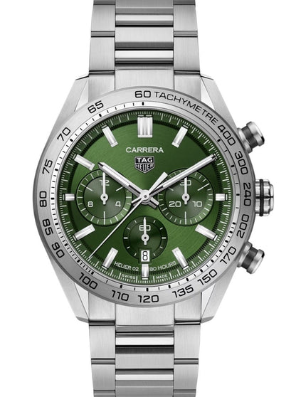 vista frontae quadrante verde TAG Heuer Carrera Calibre Heuer 02